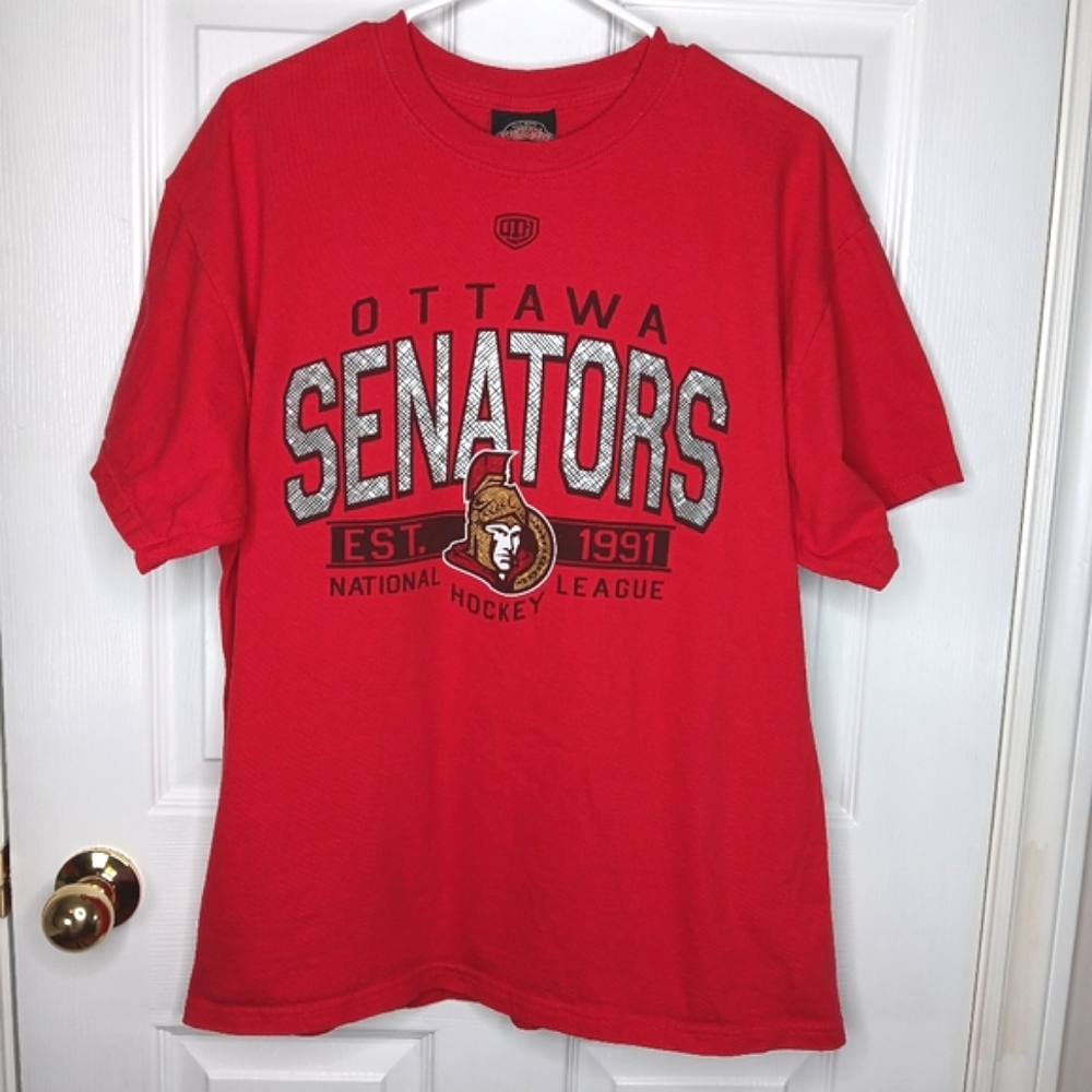 Ottawa Senators Men's Red Team Graphic Tee Cotton Hockey T-Shirt Size L